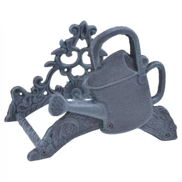 Garden Hose Holder - Watering Can - Verdigris Cast Iron - 9.75" Wide