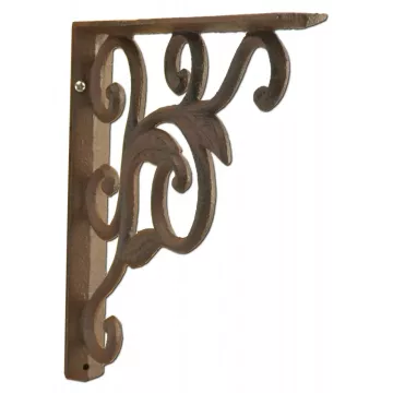 Wall Shelf Bracket - Leaf Vine Pattern - Cast Iron - 8.75"