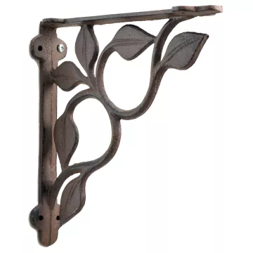 Wall Shelf Bracket - Leaf Vine Pattern - Cast Iron - 7.125"